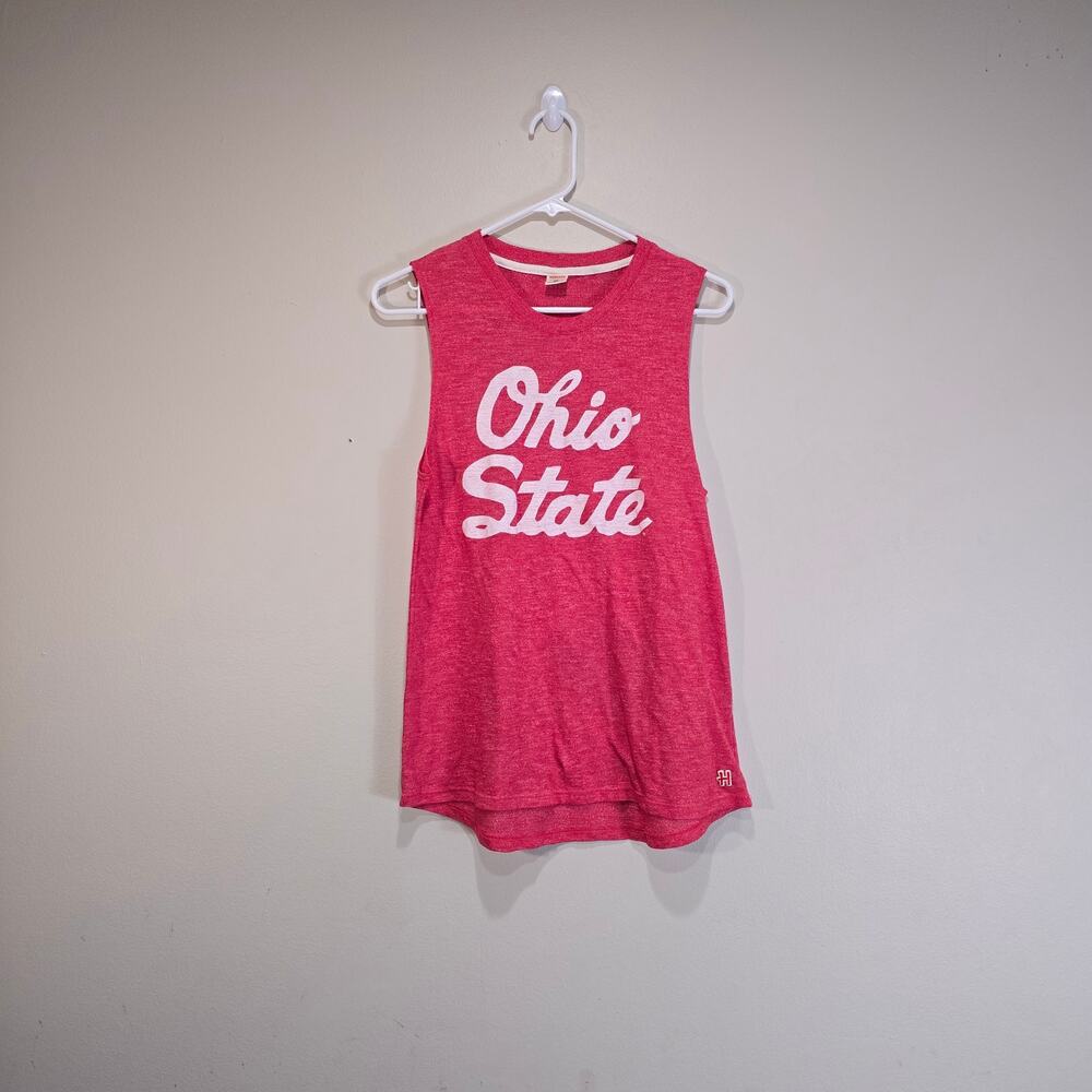 Homage  Red White Ohio State Print Women's M Swing Relax Fit Tank Top